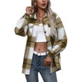 thumbnail image 2 of Women Plaid Flannel Shirt Jacket Button Down Lapel Long Sleeve Shacket Cardigan Coats Fall Spring Clothes, 2 of 5