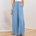 thumbnail image 1 of Jsaierl Womens Casual Wide Leg Pants Ruffle Elastic Drawstring Palazzo Pants Loose Comfy Trousers with Pockets, 1 of 9