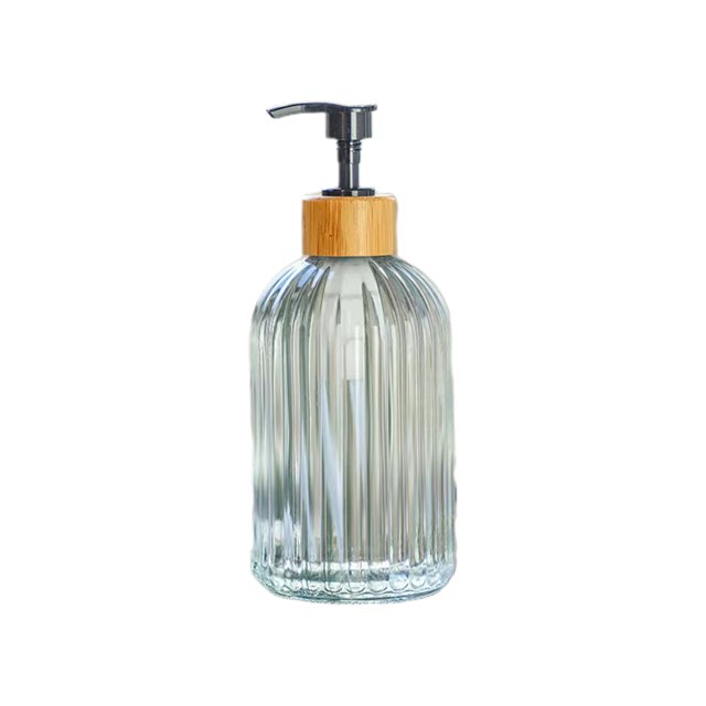 EGNMCR Bathroom Storage & Organization Vertical Glass Soap Dispenser Bathroom Hand Soap Dispenser 14 Ounce Kitchen Hand Soap And Dishwashing Soap Dispenser Set Soap press