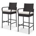 thumbnail image 1 of Costway 2PCS Patio PE Wicker Bar Chairs Counter Height Barstools with Armrests &Cushions, 1 of 8