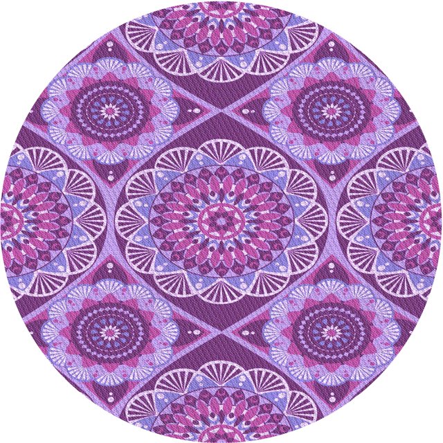 Ahgly Company Machine Washable Indoor Round Transitional Dark Orchid Purple Area Rugs, 7' Round