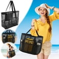 thumbnail image 1 of Large Capacity Travel Beach Bag for Outdoor Use - Foldable Sandproof Tote with Mesh Top and Inner Layer for Beach Picnics and Camping, 1 of 7