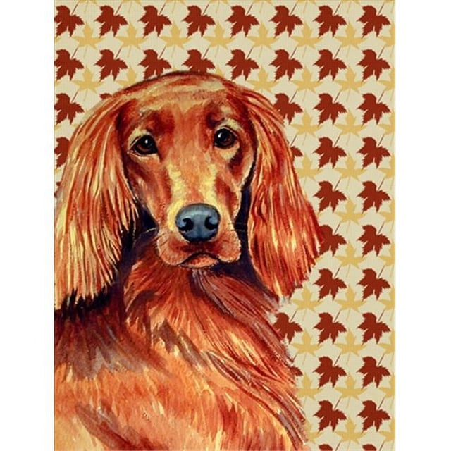 Carolines Treasures LH9119GF 11 x 15 In. Irish Setter Fall Leaves Portrait Flag- Garden Size