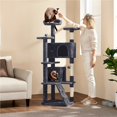 thumbnail image 2 of Yaheetech 62.5"H Cat Tree Tower with 3 Scratching Posts, Dark Gray, 2 of 9