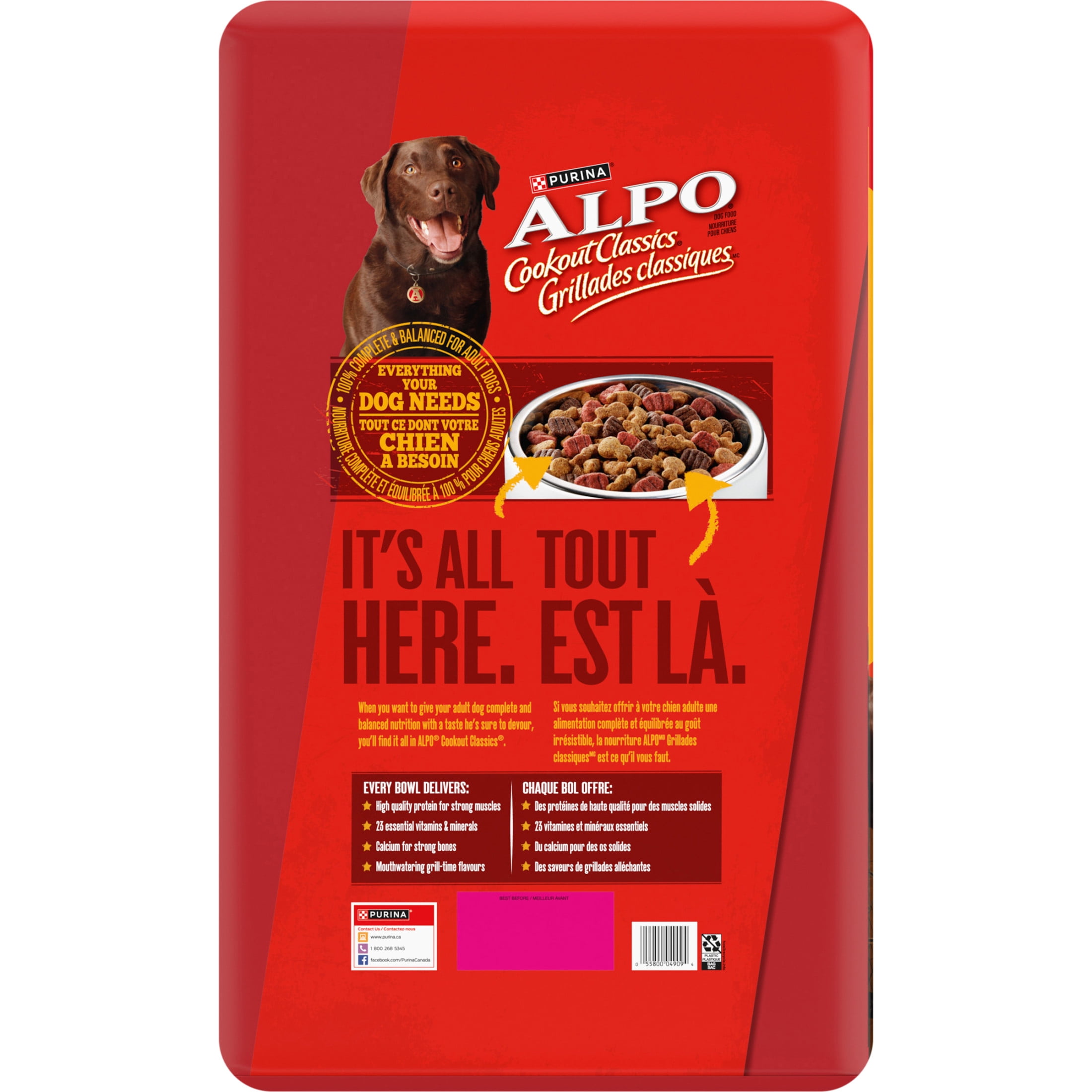 Alpo Classiques du Barbecue Saveurs de Porc, de Bœuf, de Poulet et de Légumes, Nourriture Sèche pour Chiens 16kg