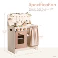 thumbnail image 4 of ROBOTIME Kids Play Kitchen Set - Rustic Wooden Pretend Play Kitchen with Leaf Light String, Apron, and Groves, for Toddlers 3+ (Rustic Style), 4 of 8