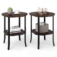 thumbnail image 1 of Gymax 2PCS Round End Table Night Stand w/ Storage Shelf Industrial Bedside Table Rustic Brown & Black, 1 of 10