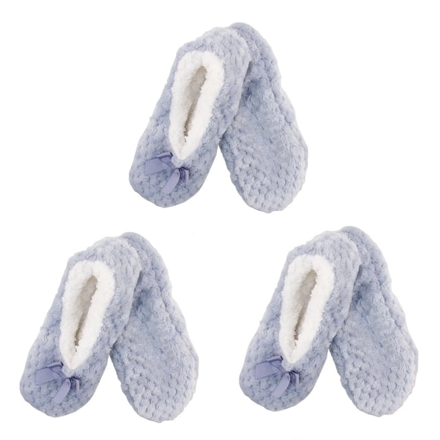 CHOK Adult Super Soft Warm Cozy Fuzzy Soft Touch Slippers Non-Slip Lined Socks Assortment B Medium 3 Pairs