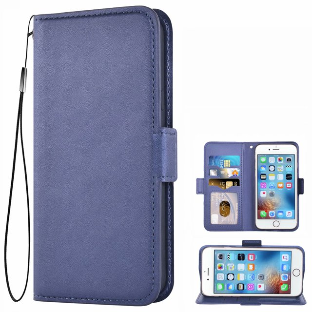 Étui pour Iphone 6 Plus 6s Plus, Étui Mince en Cuir de Qualité Supérieure pour Téléphone Mobile avec Porte-Cartes, Support, Étui à Rabat Compatible avec Iphone 6 Plus 6s Plus - Bleu