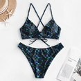 thumbnail image 2 of Ensemble Bikini Soutien-Gorge Léger à Lacets Imprimé Écailles pour Femmes, 2 of 6