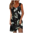 thumbnail image 2 of Ovzne Robes pour Femmes Robe de Plage Robe de Printemps et d'Été pour Femmes Vacances Boutonnée Col en V à Bretelles Robe Haut Robe d'Été Imprimée Liquidation, 2 of 5
