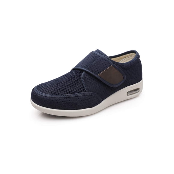 ZUMEIJIA Men's Diabetic Elderly Large Size Plus Widening Shoes - Adjustable for Foot Swelling, Non-Slip Double Insole, Air Cushion Bottom Walking Shoe - Blue, Size 11