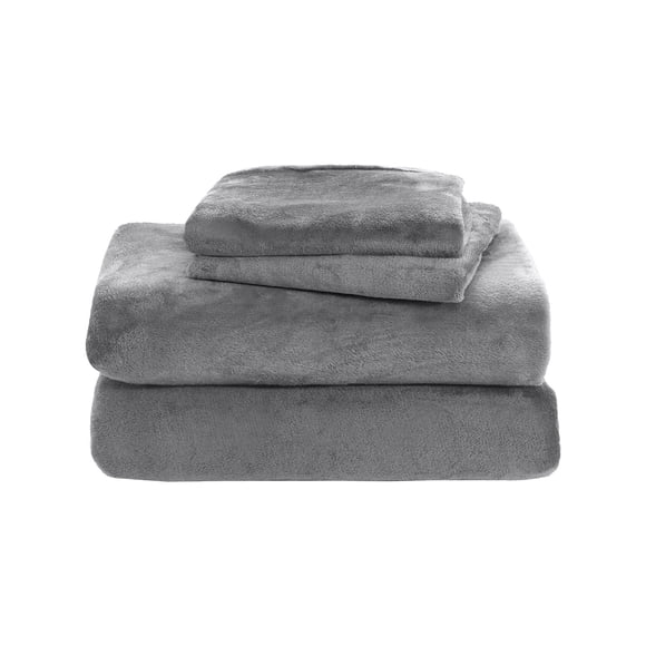 Maplenight Luxuriously Soft 3-Piece Velvet Flannel Twin Sheet Set - Ultra Cozy, Anti-Static, Non-Pilling & Warm - Multiple Colors Available Gray