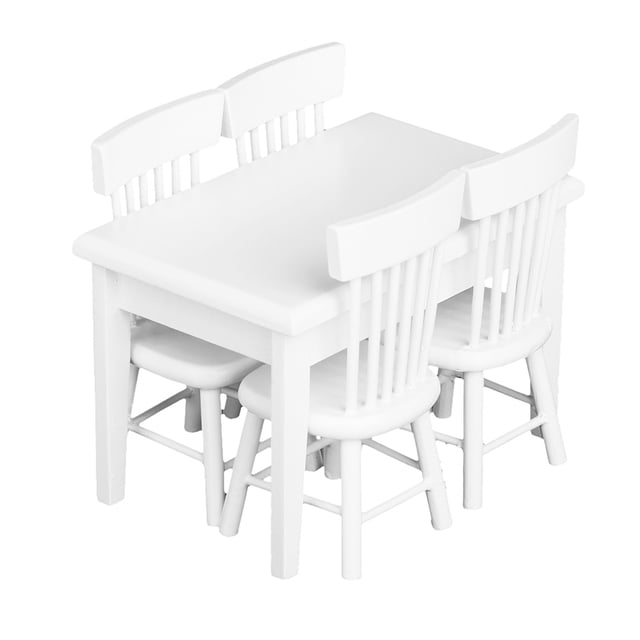 Table Chair Model Dining Table Set Kitchen Furniture Set Craft 1/12 Accs White