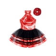 thumbnail image 3 of iiniim Robe Tutu de Ballet Scintillante pour Filles Enfants Tenue de Danse Moderne Jazz Latin Costume de Performance sur Scène avec Ensemble de Chouchous pour Cheveux Rouge 4, 3 of 6