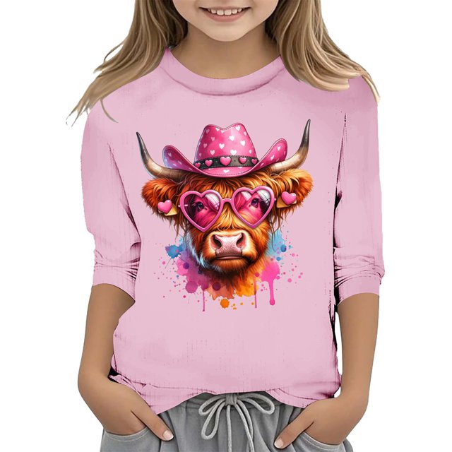 TZEWGL Tees For Newborn Print Round Neck Loose Short Cropped Sleeve Blouse For Baby size 13-14T