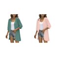 thumbnail image 1 of (2-Pack) Kcodviy Women Casual Cardigan Three Women Fleece Cardigan Quarter Sleeve Open Front Fall Sweaters for Women Plus Size Lightweight Dots Cardigan Draped Kimono Women Ruffles Cardigan, 1 of 7