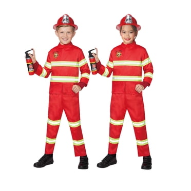 Partyholic Firefighter Hero Costume for Kids, Medium Size
