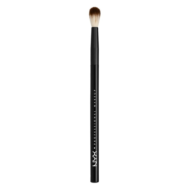 NYX Professional Makeup Pro Pinceau Estompeur pour Plis 16 avec long Manche Noir Mettant en Vedette du Texte de Marque Blanc et une Tête de Pinceau en Fibre Synthétique Ronde et Duveteuse en Brun et Blanc, Conçu pour Estomper des Fards à Paupières Audacieux et Scintillants avec un Effet de Mise au Point Doux.