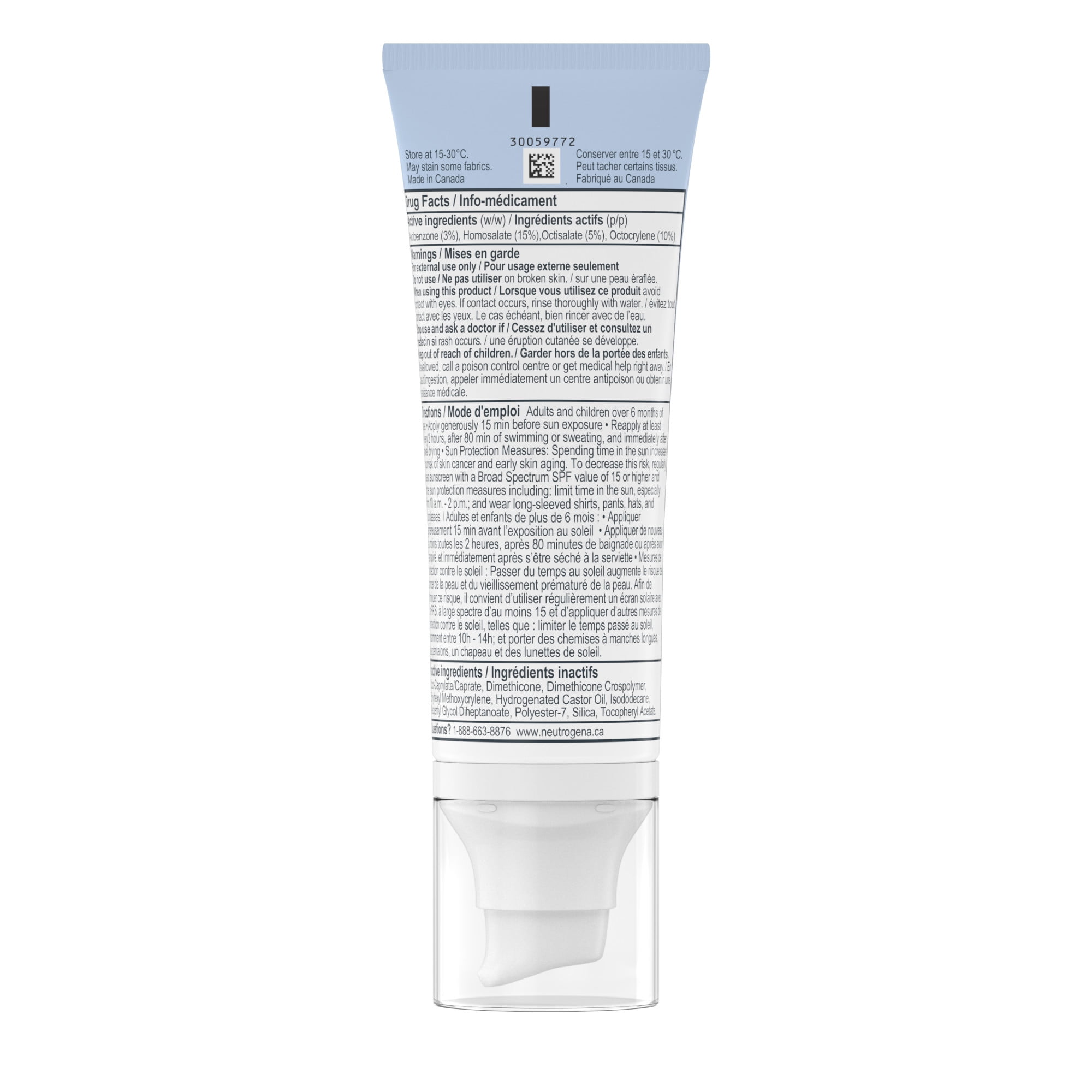 Écran solaire en gel invisible pour le visage Neutrogena Ultra Sheer  avec FPS 40, 50 ml