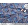 thumbnail image 3 of Soimoi Blue Rayon Crepe Fabric Peacock & Fish Animal Skin Print Fabric by the Yard 46 Inch Wide, 3 of 3
