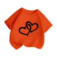 thumbnail image 3 of PMVFHDE T-Shirts Fille T-Shirt Enfant Filles Mignon Graphique Col Rond Manches Courtes Tee Été Décontracté T-Shirt Orange, 8-9 Ans, 3 of 5