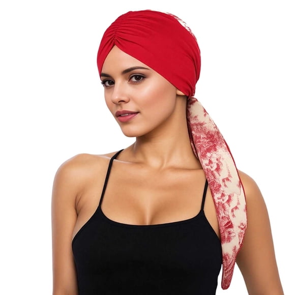 Elegant Floral Print Chiffon Headband with Forehead Ruffle and Long Tail for Boho Hair - Versatile Seasonal Accessory for Casual Home Wear