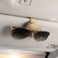 thumbnail image 4 of Becaristey Leather Car Glasses Clip Universal Auto Sun Shadow Storage Case Automotive Interior Ticket Key Holder Beige 1Set, 4 of 6