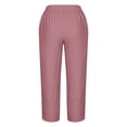 thumbnail image 5 of Timegard Plus Size Pants for Women Elastic Waist Solid Color Comfy Fall Casual Crop Pants with Pockets, 5 of 5
