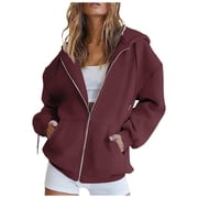 Women's Casual Zipper Hooded Womens Sweat Shirt Hoodies Side Zip Sweatshirt Long Sleeve Soft Womens Sweaters Zip Sweatshirt Womens Pullover Coat with Pockets Sweat Womens Shirt Long Hoodie