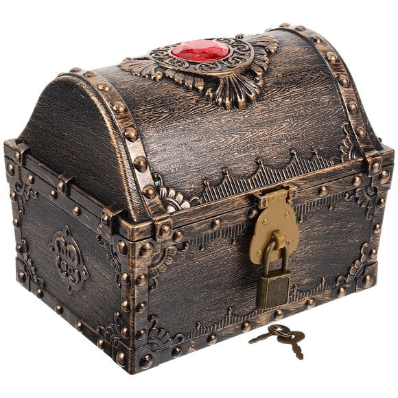 EeaseCA Petite Boîte au Trésor Coffre de Pirate Coffre au Trésor Vintage Petite Boîte au Trésor avec Serrure et Clé
