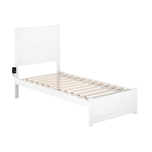 Lit Simple NoHo avec Pied de Lit, Blanc