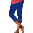 thumbnail image 2 of FNFYFH Clearance Womens 2 Pack Yoga Capri Pants Solid Color Leggings Set,Blue, 2 of 5