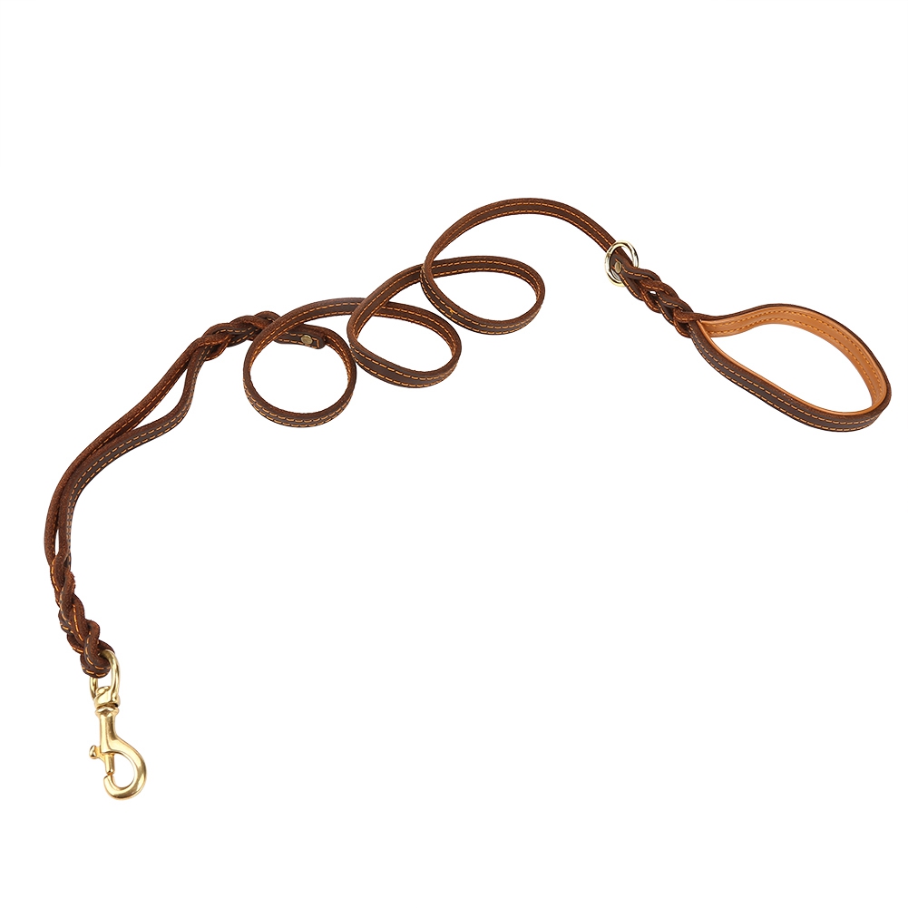 Leather Dog Leash, 6.0ft Double Handle Dog Leash Training Leash Dog Leashes For Large Dogs Heavy Duty Dog Training Leashes For Small, Medium and Large Dogs