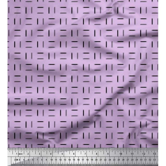 Soimoi Poly Georgette Fabric Geometric Small Printed Craft Fabric by The Yard 42 Inch Wide