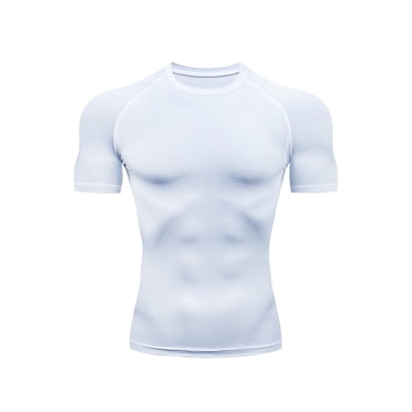 CVLIFE Chandails de Compression pour Hommes Manches Courtes Hauts d'Été Col Rond T-shirt de Sport T-shirt Décontracté Uni T-shirt Moulant T-shirt D\'entraînement Physique Rouge 2TG