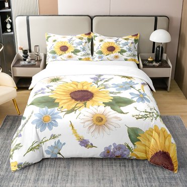 Erosebridal Cute Butterfly 100% Cotton Comforter Cover Twin, Dreamy Flowers Bedding Twin Size, Purple, 2 Pieces(No Comforter)