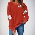 thumbnail image 2 of yoeyez Chandail d'Halloween pour Femme, Fantôme Citrouille, Manches Longues, Col Rond, Décontracté, Automne, Chandail Effrayant, Hauts, Rouge, TG, 2 of 4