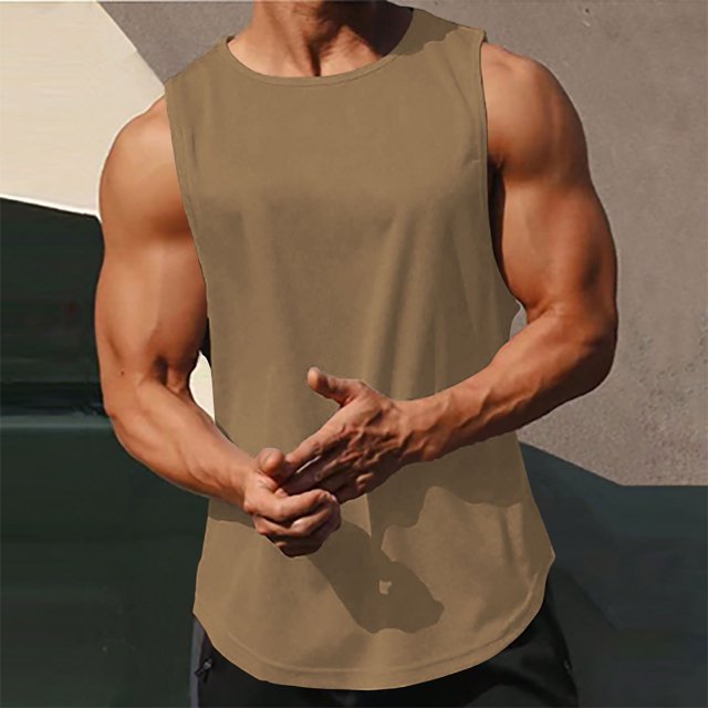 EOYWHK Men's Tank Tops Quick Drying Breathable Solid Color Muscle Shirts Sleeveless Crew Neck Lounge Tops for Gym Fitness