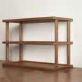 thumbnail image 4 of 3 Tier Wooden Shelf Bookcase Modern Open Bookshelf Bamboos Shoe Rack Storage Rack Multifunctional Display Stand For Living Room Bedroom Office Brown Wood W-792 Brown, 4 of 6