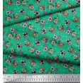 thumbnail image 2 of Soimoi Tissu Popeline de Coton Imprimé Étoile, Feuilles & Roses Floral au Mètre 56 Pouces de Large, 2 of 3