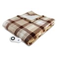 thumbnail image 1 of Serta Silky Plush Electric Heated Throw Blanket, Brown Plaid, 1 of 1
