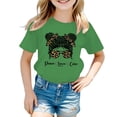 thumbnail image 1 of LUOGENLI T-Shirt pour Filles Enfant Filles Mignon Graphique Col Rond Manche Courte Tee Été Décontracté T-Shirt Maxi Chemises pour Filles Vert 9-10 Ans, 1 of 5