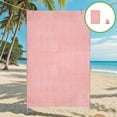 thumbnail image 4 of Fringed Striped Beach Towel with Backpack - Quick-Dry Microfiber Towel Set Absorbent Travel Towel for Pool & Yoga Lightweight Towel, Red, JKODE, 4 of 9