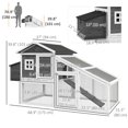 thumbnail image 3 of PawHut 69" Chicken Coop Wooden Hen House with Run, Nesting Box, Tray, Grey, 3 of 10
