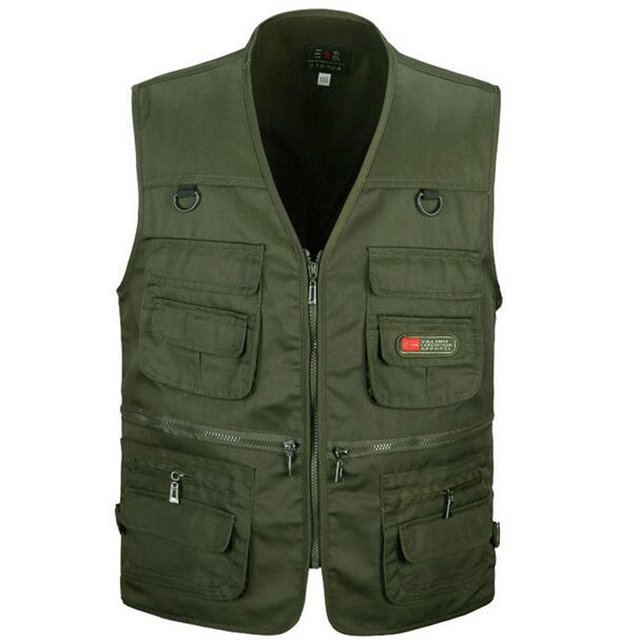 jinwen Gilet Décontracté d'Extérieur pour Homme TTTG de Couleur Vert olive, en polyester à Séchage Rapide avec Multiples Poches Zippées, Anneaux en D et une Disposition de Poches Pratique. Ce Gilet Léger et Respirant Est Idéal pour les Activités de Plein Air comme la Pêche, la Randonnée, le camping, la Chasse et la Photographie, Convient au Printemps et à l'Automne.