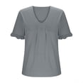 thumbnail image 4 of Chbgutlmr Womens Shirts Plus Size V Neck Ruffle Short Sleeve Ruched Blouse Loose Comfy Summer Casual Tops, 4 of 7