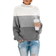 thumbnail image 2 of Hauts d'Automne/hiver Femmes Hiver Femmes Tricot Agencement de Couleurs Col Rond Ample Décontracté Chandail Hauts Hauts pour Femmes pour l'Automne P-67 Blanc TTG, 2 of 4