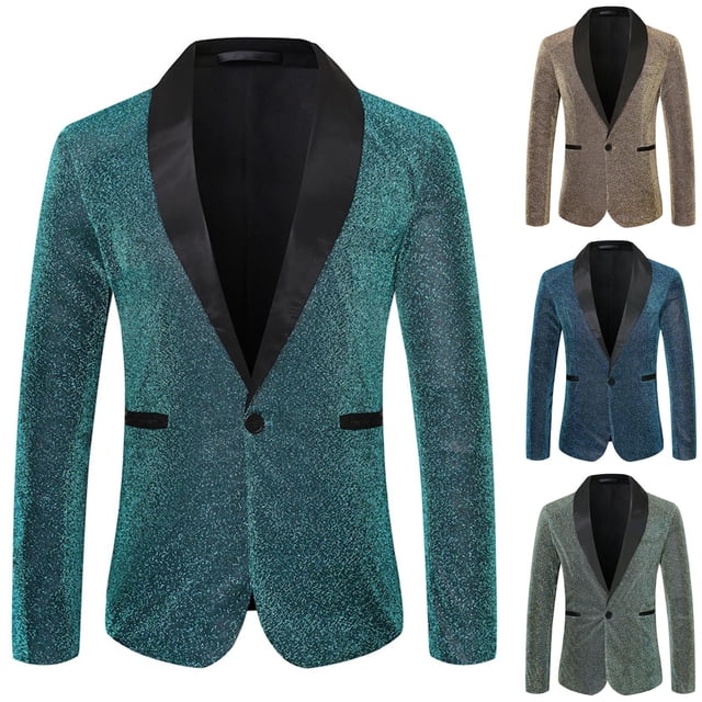 UVEASISHA Veste de Souper pour Homme Formelle de Performance Smoking Coupe Ajustée un Bouton Élégante Fête Bal Veste de Complet Mode Col Contrastant Blazers de Fête Rentrée des Classes Ventes Prime,Or,S
