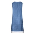 thumbnail image 4 of Pisexur Robe en Denim pour Femme Sans Manches à Col en V, Robe Midi à Fleurs, Décontractée, Fente Latérale, Robe-Chemise en Jean, 4 of 4
